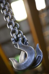 chains and hooks on a crane