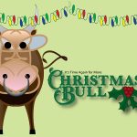 bull with christmas decorations