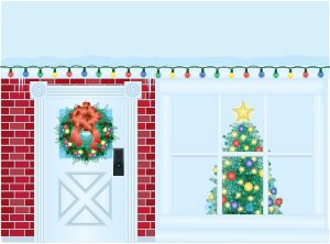 house decorated for christmas