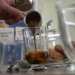 pouring espresso