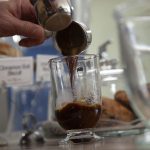 pouring espresso